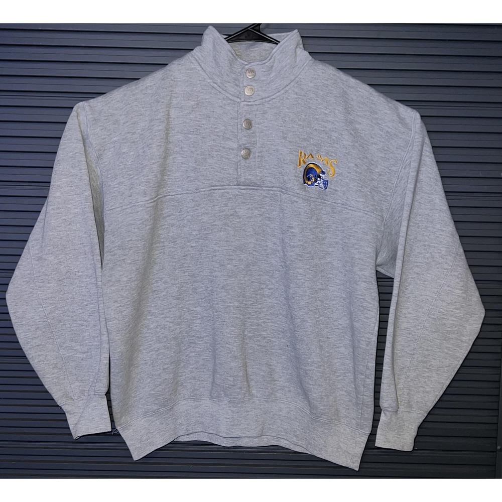 St. Louis Rams Sweatshirt Mens Medium Gray NFL Football Lee Sport Snap Pullover
